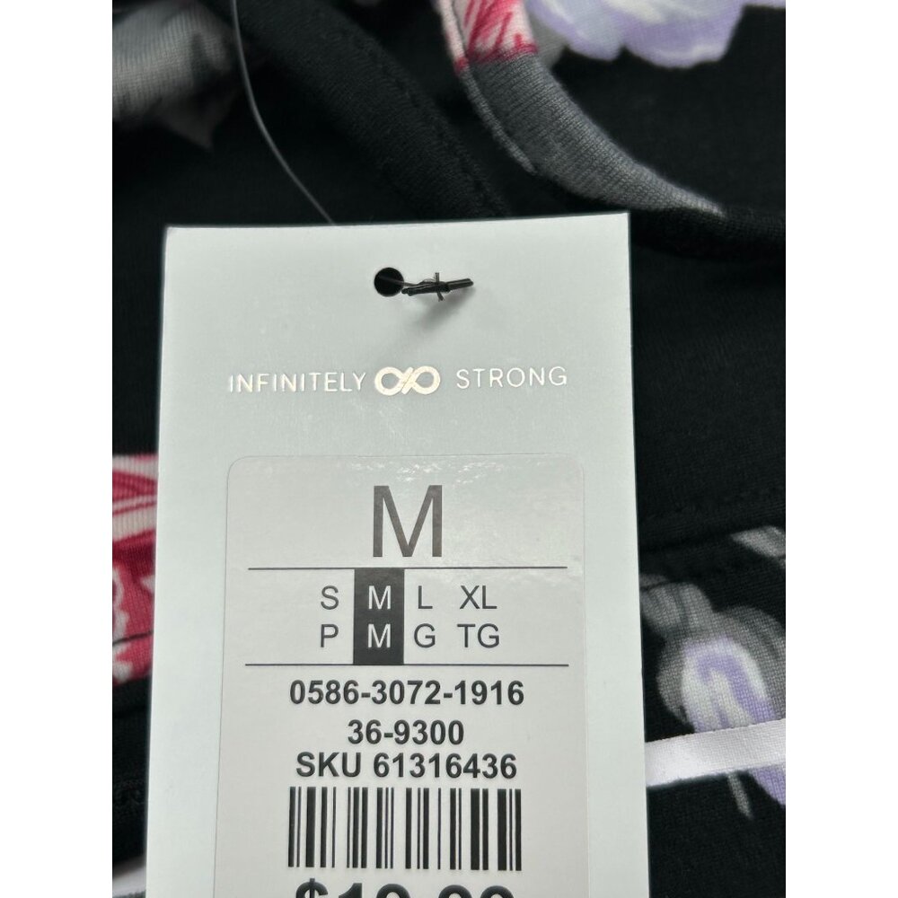 Good Vibes Floral Print Hoodie Sweatshirt Black Pink Roses Womens M Infinite Per - Picture 6 of 9